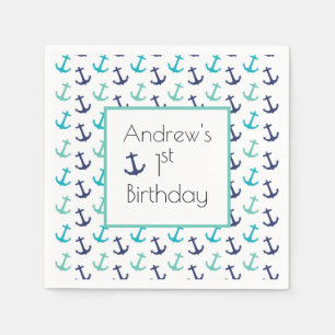 Nautical Blue Anchor Servet