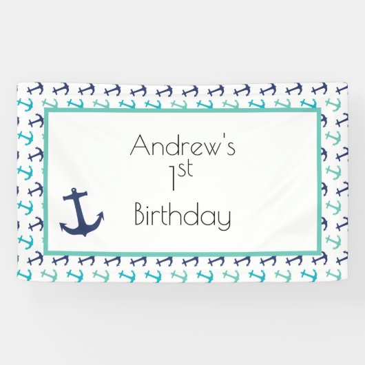 Nautical Blue Anchor Spandoek (Horizontaal)