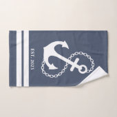 Nautical Blue Anchor & Stripes Bad Handdoek (Handdoek)