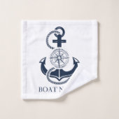 Nautical Blue Ancre Nom du bateau (Gant de toilette)