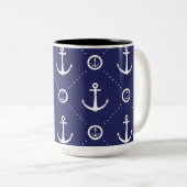 Nautical Blue and White Anchor Pattern Mug (Devant droit)