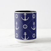 Nautical Blue and White Anchor Pattern Mug (Centre)