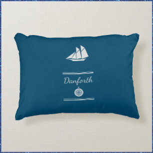 Nautical Blue and White Sailboat Accent Kussen