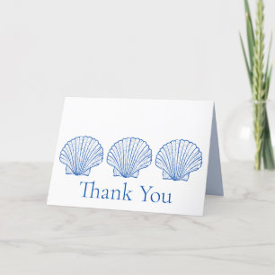 Nautical Blue and White Scallop Seashell Bedankkaart