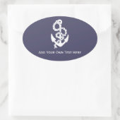 Nautical Blue and White Ships Anchor and Rope Ovale Sticker (Tas)