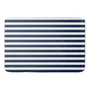 Nautical Blue and White Stripe Bath Mat Rug