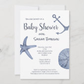 Nautical Blue Baby shower Invitation Kaart (Voorkant)