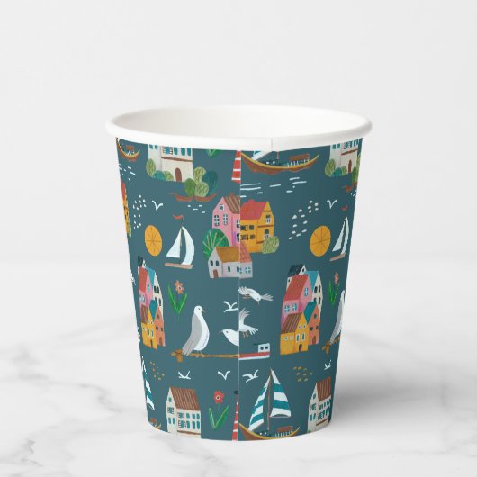 Nautical Blue Baby shower Party Papieren Bekers (Rechts)