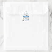 Nautical Blue Boat Ahoy Het is een jongen Dank je  Ronde Sticker (Tas)