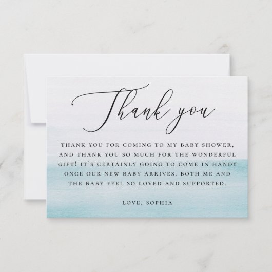 Nautical Blue Boy Baby Shower | Elegant Script Bedankkaart (Voorkant)