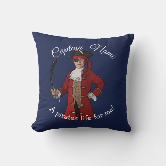 Nautical Blue Boy Pirate Kussen (Voorkant)
