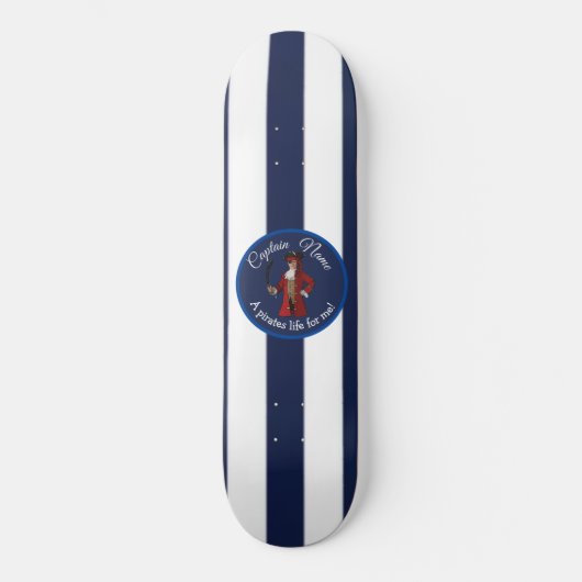 Nautical Blue Boy Pirate Skateboard (Voorkant)