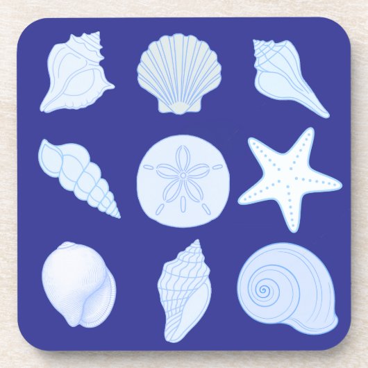 nautical blue coasters with seashells bier onderzetter (Voorkant)