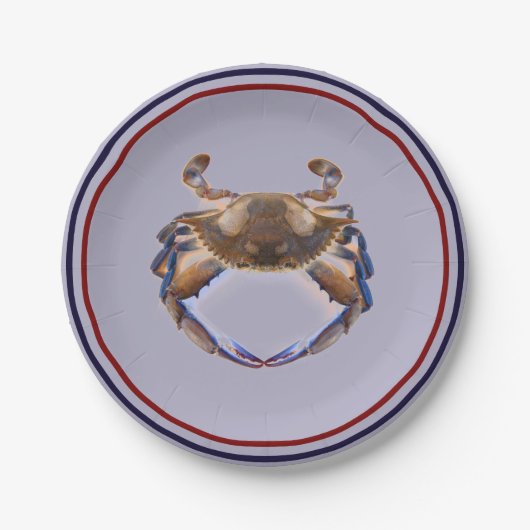 Nautical Blue Crab Feed Weddenschap Papieren Bordje (Voorkant)