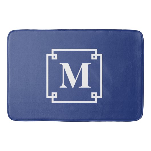Nautical Blue en White Smart Monogram Badmat (Voorkant)
