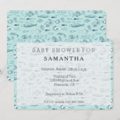 Nautical Blue Fish baby shower Kaart (Voorkant / Achterkant)