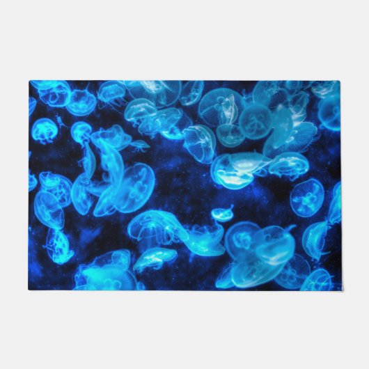 Nautical Blue Jellyfish Marine Life Deurmat (Voorkant)