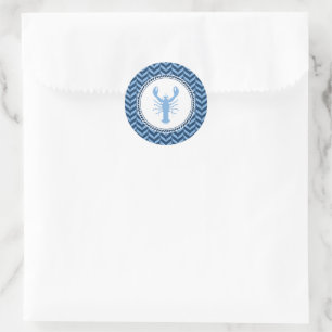 Nautical Blue Lobster kust Ronde Sticker