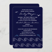 Nautical Blue Ocean Waves Bridal Shower Uitnodigin Kaart (Voorkant / Achterkant)