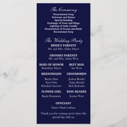 Nautical Blue Ocean Waves Programme de mariage (Dos)