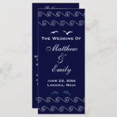 Nautical Blue Ocean Waves Wedding Program Programma (Voorkant / Achterkant)