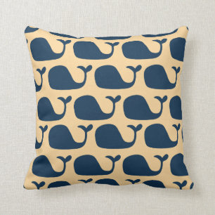 Nautical Blue Ocean Whale Pillow CBendel Design Kussen