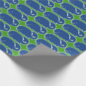 Nautical Blue Preppy Whale Persoonlijk Cadeaupapier (Hoek)