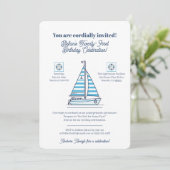 Nautical Blue Sailboat Birthday Party Invitation (Debout devant)