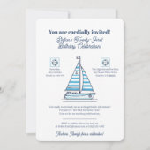 Nautical Blue Sailboat Birthday Party Invitation (Devant)
