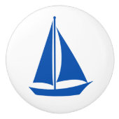Nautical Blue Sailboat Keramische Knop (Voorkant)
