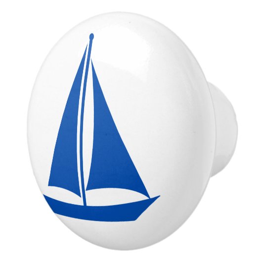 Nautical Blue Sailboat Keramische Knop (Rechts)