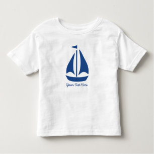 Nautical Blue Sailboat preppy gepersonaliseerd Kinder Shirts