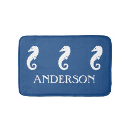 Nautical Blue Seahorse Zee Created bathmat Badmat
