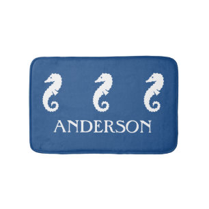 Nautical Blue Seahorse Zee Created bathmat Badmat
