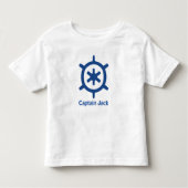 Nautical Blue Ship Captain's Helm Wheel Custom Kinder Shirts (Voorkant)