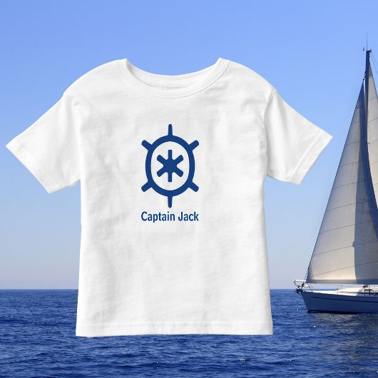Nautical Blue Ship Captain's Helm Wheel Custom Kinder Shirts