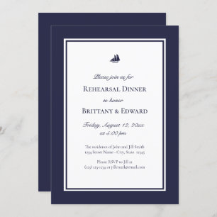 Nautical Blue Ship Rehearsal Dinner Invitations Kaart