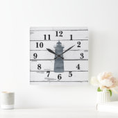 Nautical Blue Ship Rustic Decor Vierkante Klok (Huis)