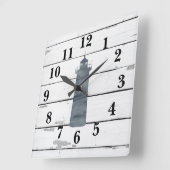 Nautical Blue Ship Rustic Decor Vierkante Klok (Hoek)