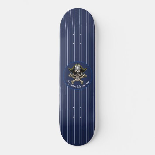 Nautical Blue Skull Pirate Skateboard (Voorkant)