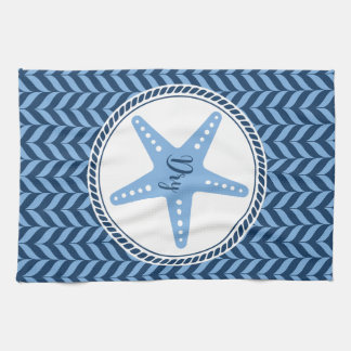 Nautical Blue Starfish kust Theedoek