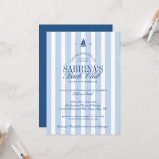 Nautical Blue Strepen Bachelorette Feest  Kaart