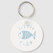 Nautical Blue Stripe Little Fish Button Sleutelhanger (Voorkant)