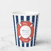 Nautical Blue Striped Baby shower Boy Papieren Bekers (Achterkant)