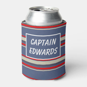 Nautical Blue Striped Custom, kapitein schip Blikjeskoeler