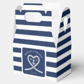 Nautical Blue Striped Heart Anchor Wedding Bedankdoosjes (Geopend)