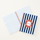 Nautical Blue Striped Welcome Aboard Name Notitieboek (Binnen)