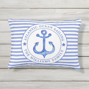 Nautical Blue Stripes - Aangepaste buitenste piloo Buitenkussen