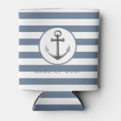 Nautical Blue Stripes verankeren uw bootnaam Blikjeskoeler (Voorkant)
