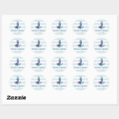 Nautical Blue Stripes Waterverf Anchor Wedding Ronde Sticker (Vel)